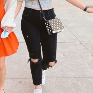 Abercrombie & Fitch Skinny High Rise Distressed Black Jeans